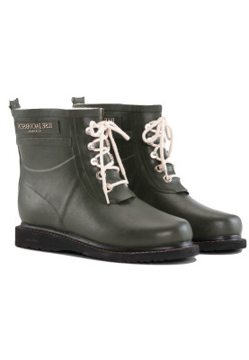 Botte basse en caoutchouc vert foncé à lacets Ilse Jacobsen