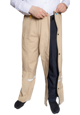 Pantalon de pluie beige avec fermeture éclair intégrale Hello Rain