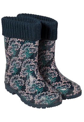 Bottes de pluie mi-hautes à imprimé fleuri pour femmes, doublées XQ