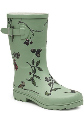 Bottine courte femme verte à fleurs Liva
