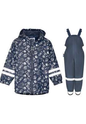 Combinaison de pluie bleu marine Forest Animals doublée polaire de Playshoes