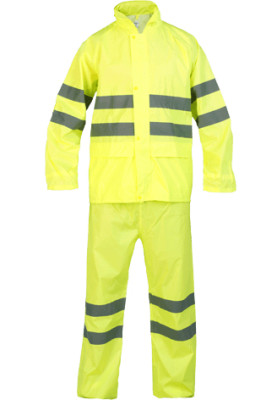 Ensemble de pluie 2 pièces jaune fluo avec bandes réfléchissantes