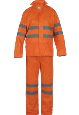 Ensemble de pluie 2 pièces orange fluo avec bandes réfléchissantes