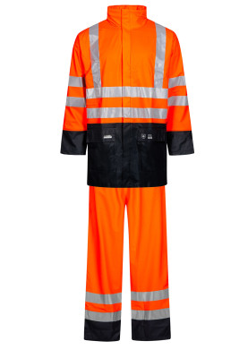 Ensemble imperméable Hi-Vis fluor orange / bleu foncé de Lyngsøe Rainwear