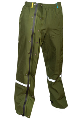 Vert (Olive) pantalon de pluie Storm 20K avec fermeture intégrale et sur-chaussures