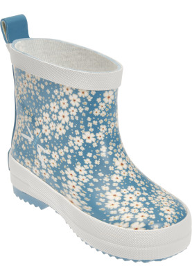 Botte de pluie courte bleue à fleurs de Playshoes