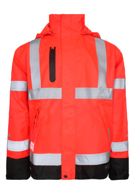 Veste de pluie haute visibilité rouge/noir Lyngsøe Rainwear