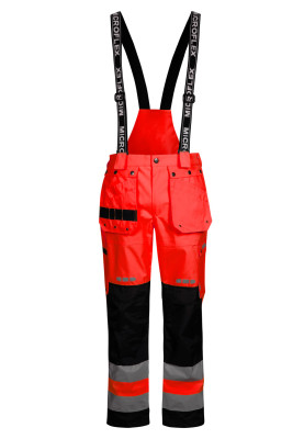 Pantalon de pluie haute visibilité rouge/noir Lyngsøe Rainwear