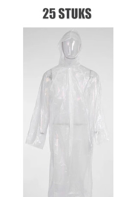 Imperméable jetable transparent avec fermeture à pression pour enfants – 25 pièces