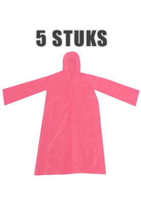 Imperméable jetable rose transparent avec fermeture à pression pour enfants – 5 pièces