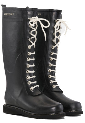 Botte de pluie haute noire à lacets d'Ilse Jacobsen